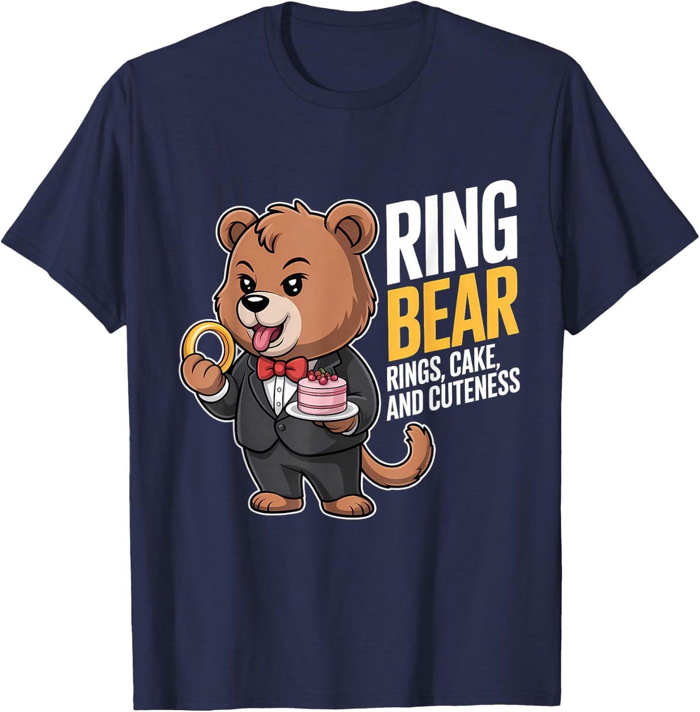 Ring Bearer Ring Security Funny Wedding Party Bear Ring Dude T-Shirt - T-Shirt | Navy