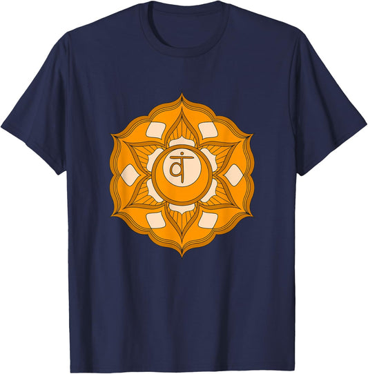 Spiritual Mandala Sacral Chakra Geometry Yoga Meditation T-Shirt - T-Shirt | Navy