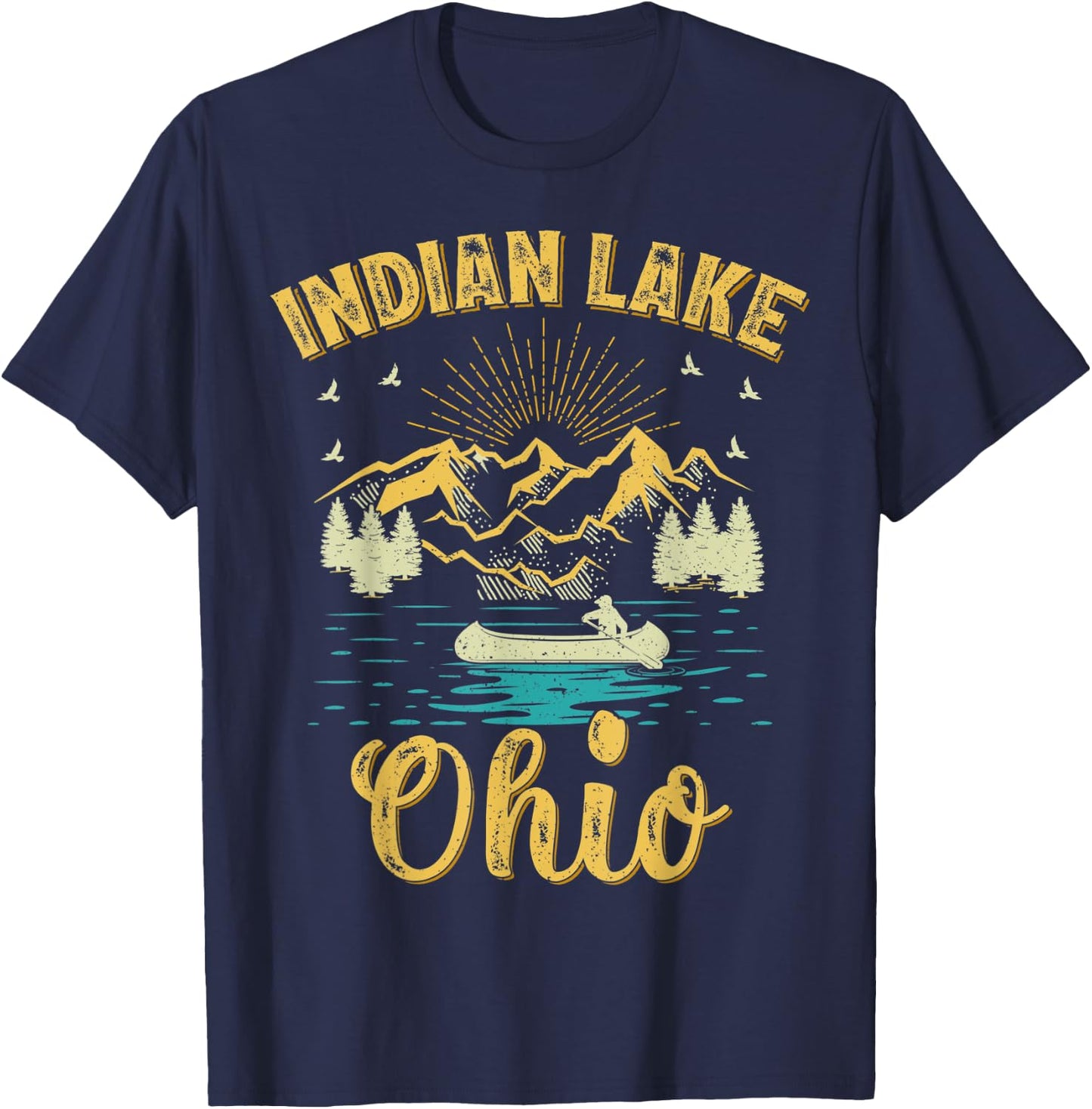 Summer Vacation Retro Mountain Ohio Indian Lake Men Women Kids T-Shirt - T-Shirt | Navy