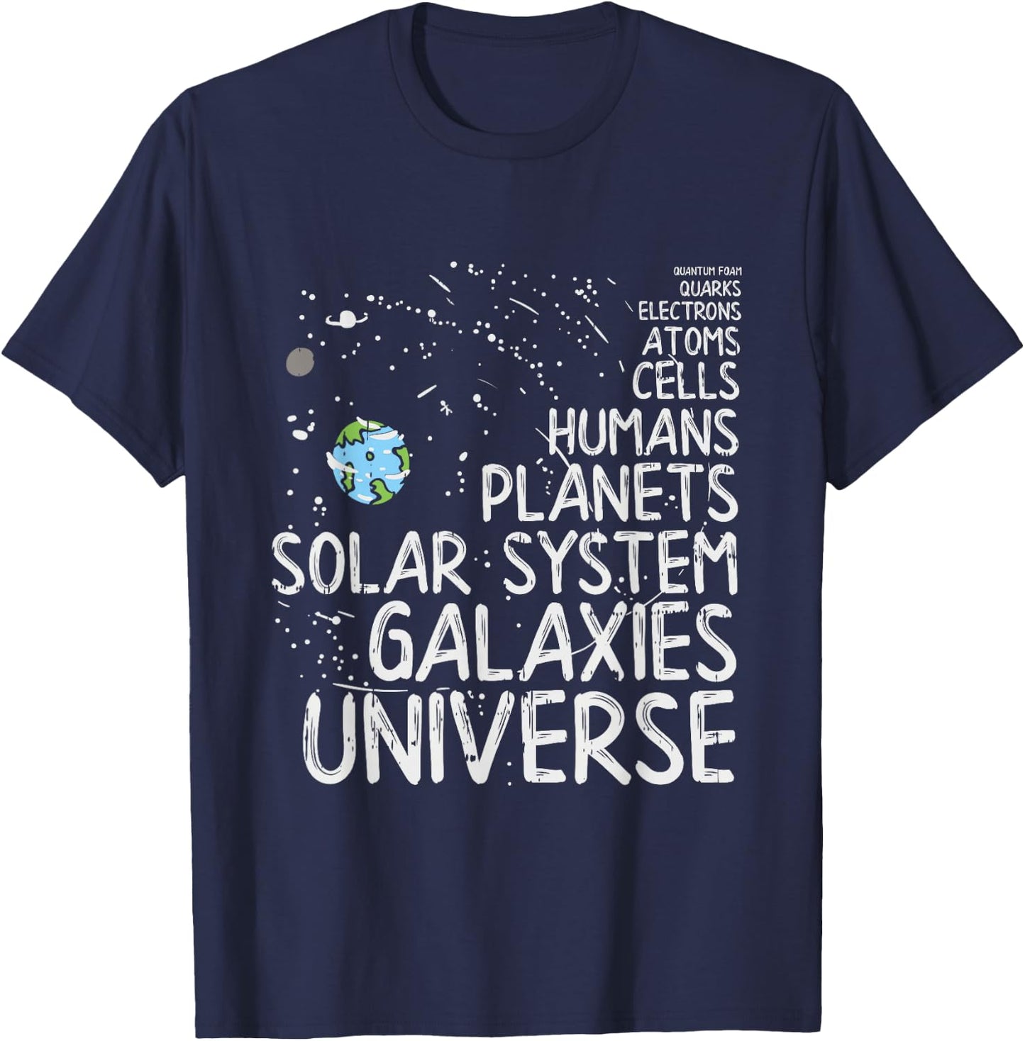 Atoms Astrophysics Quantum Foam Quarks Electrons Astrophysicist - Black - -Adults - Small - Short Sleeve - Classic Fit - Modern - Space - Casual - All Seasons - 1 Count T-Shirt - T-Shirt | Navy