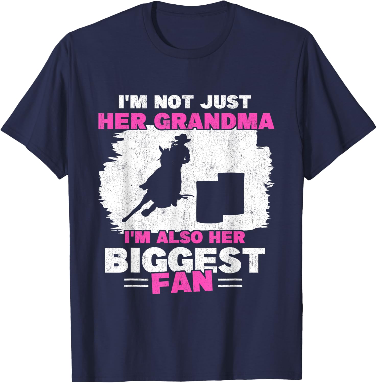 Grandma Of Barrel Racer Biggest Fan Horse Barrel Racing T-Shirt - T-Shirt | Navy