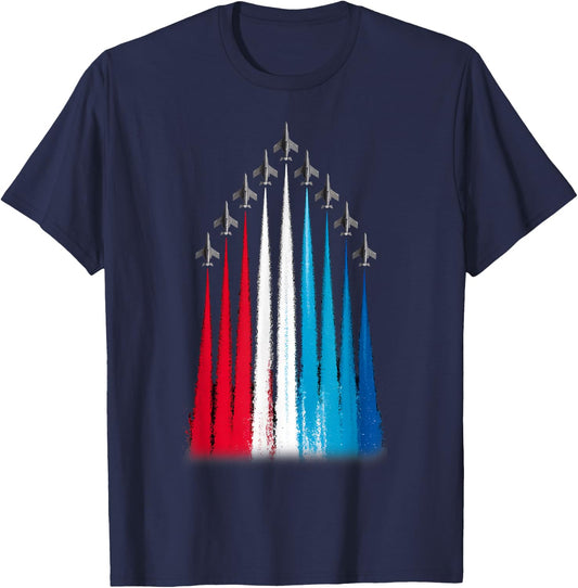 Patriotic USA Flag Fighter Jets 4th Of July T-Shirt - T-Shirt | Navy