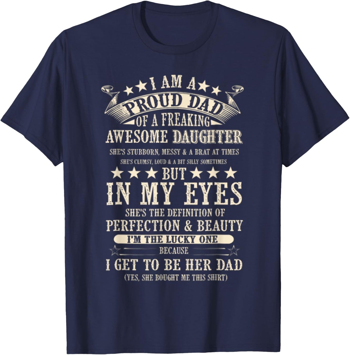 I Am A Proud Dad Of Freaking Awesome Daughter Father's Day T-Shirt - T-Shirt | Navy