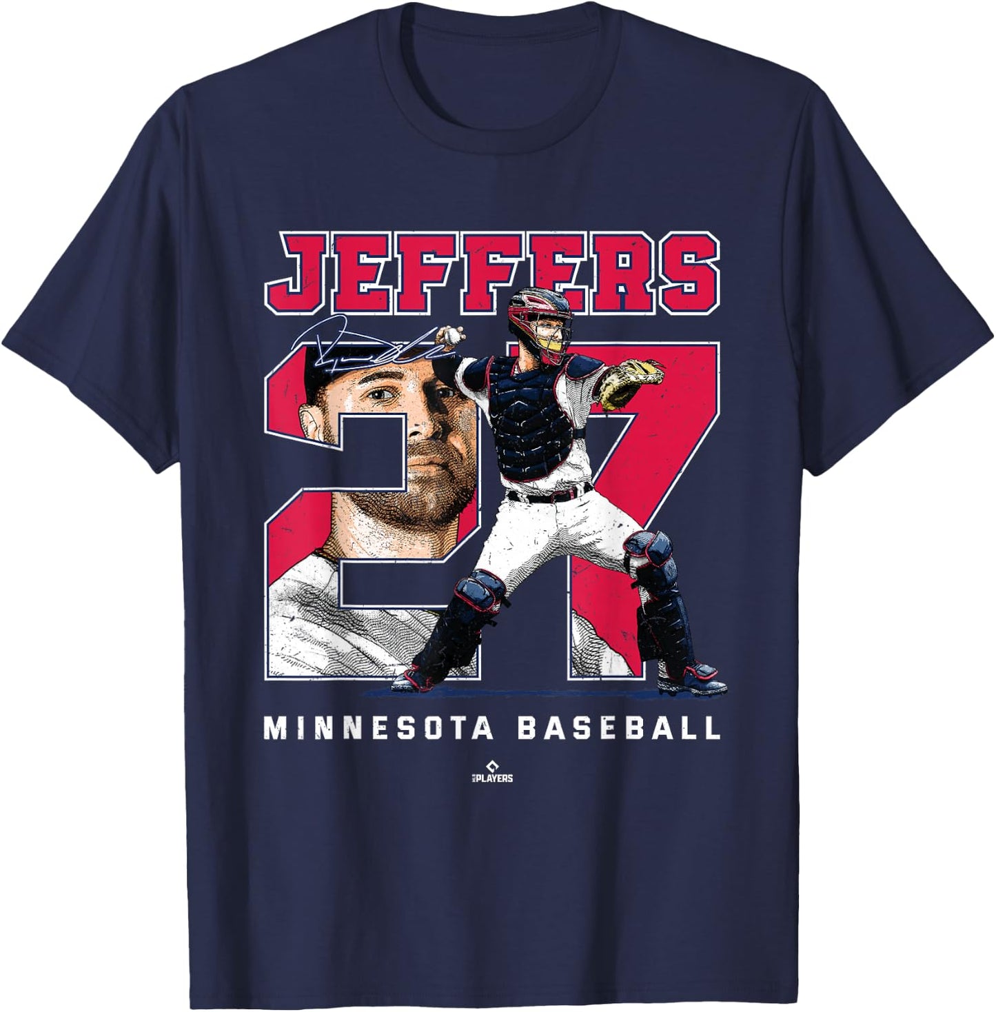 Number and Portrait Ryan Jeffers Minnesota MLBPA T-Shirt - T-Shirt | Navy