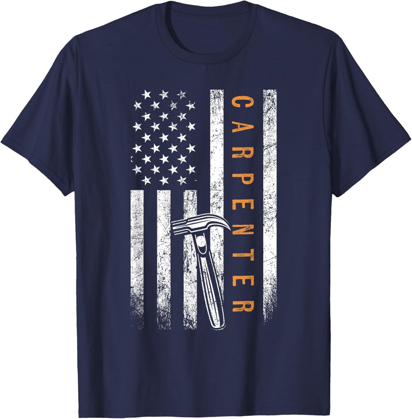 Carpenter American Flag Design Woodworking Carpentry T-Shirt - T-Shirt | Navy