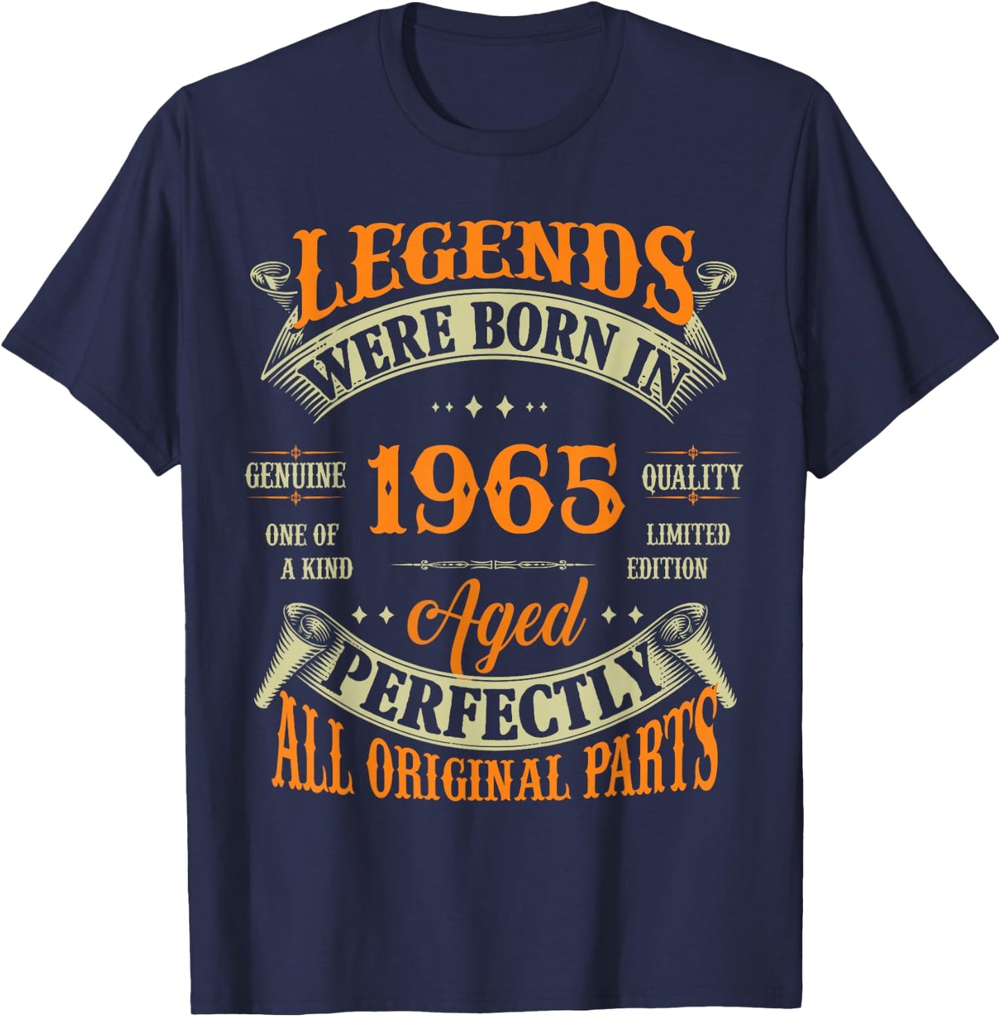 60th Birthday Vintage Legends Born in 1965 60 Years Old T-Shirt - T-Shirt | Navy