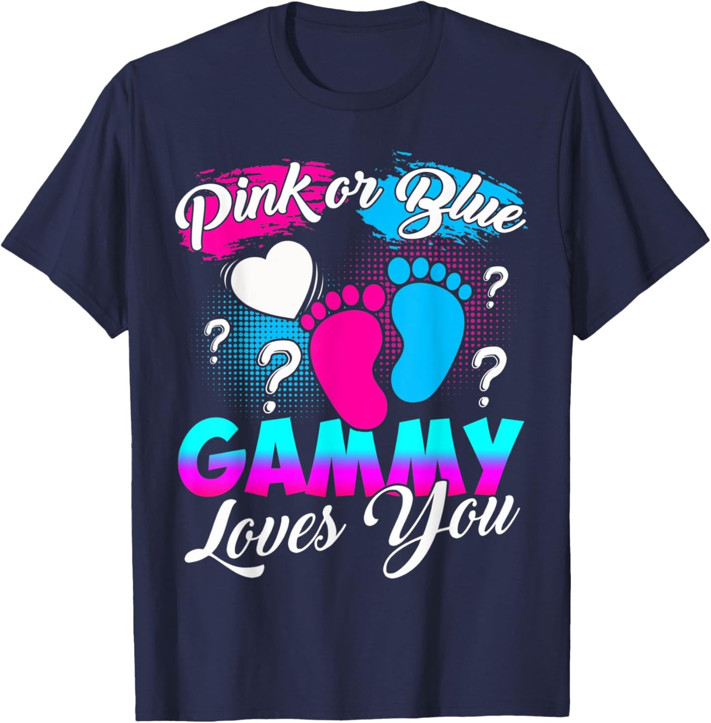 Women Gender Reveal Pink Or Blue Gammy Loves You T-Shirt - T-Shirt | Navy