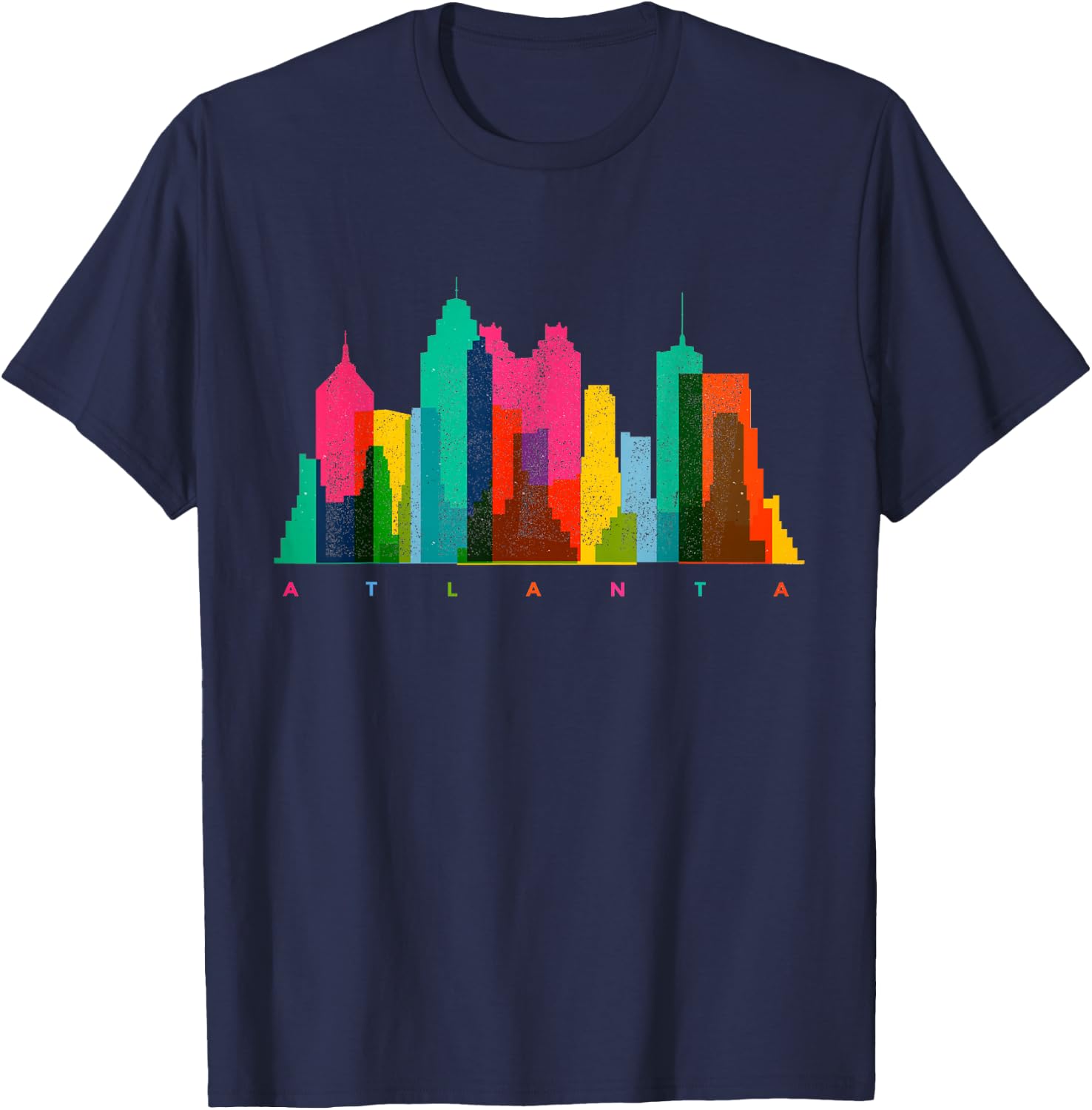 Atlanta Skyline Georgia Colourful Vintage Atlanta T-Shirt - T-Shirt | Navy