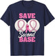 Save Second 2nd Base Funny Baseball Breast Cancer Awareness T-Shirt - T-Shirt | Navy