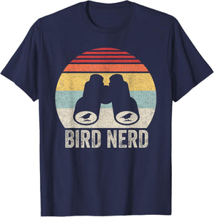 Retro Bird Nerd Shirt Birdwatcher Enthusiast Nature Animal T-Shirt - T-Shirt | Navy