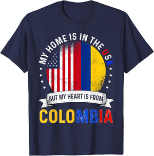 Colombian American Patriot Heart is from Colombia Flag Small T-Shirt - T-Shirt | Navy
