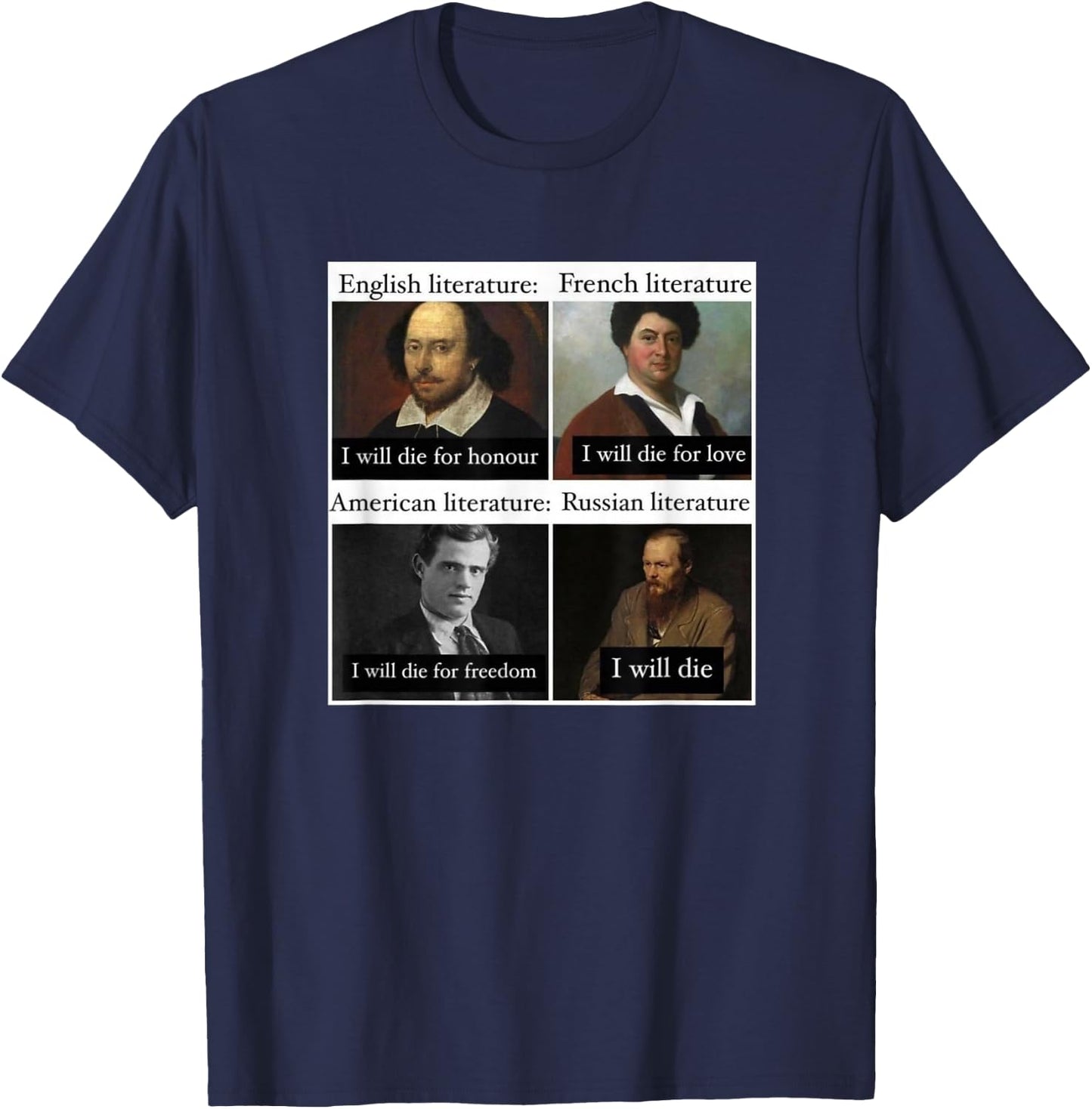 Funny Russian Literature Meme Joke English Teacher Student T-Shirt - T-Shirt | Navy
