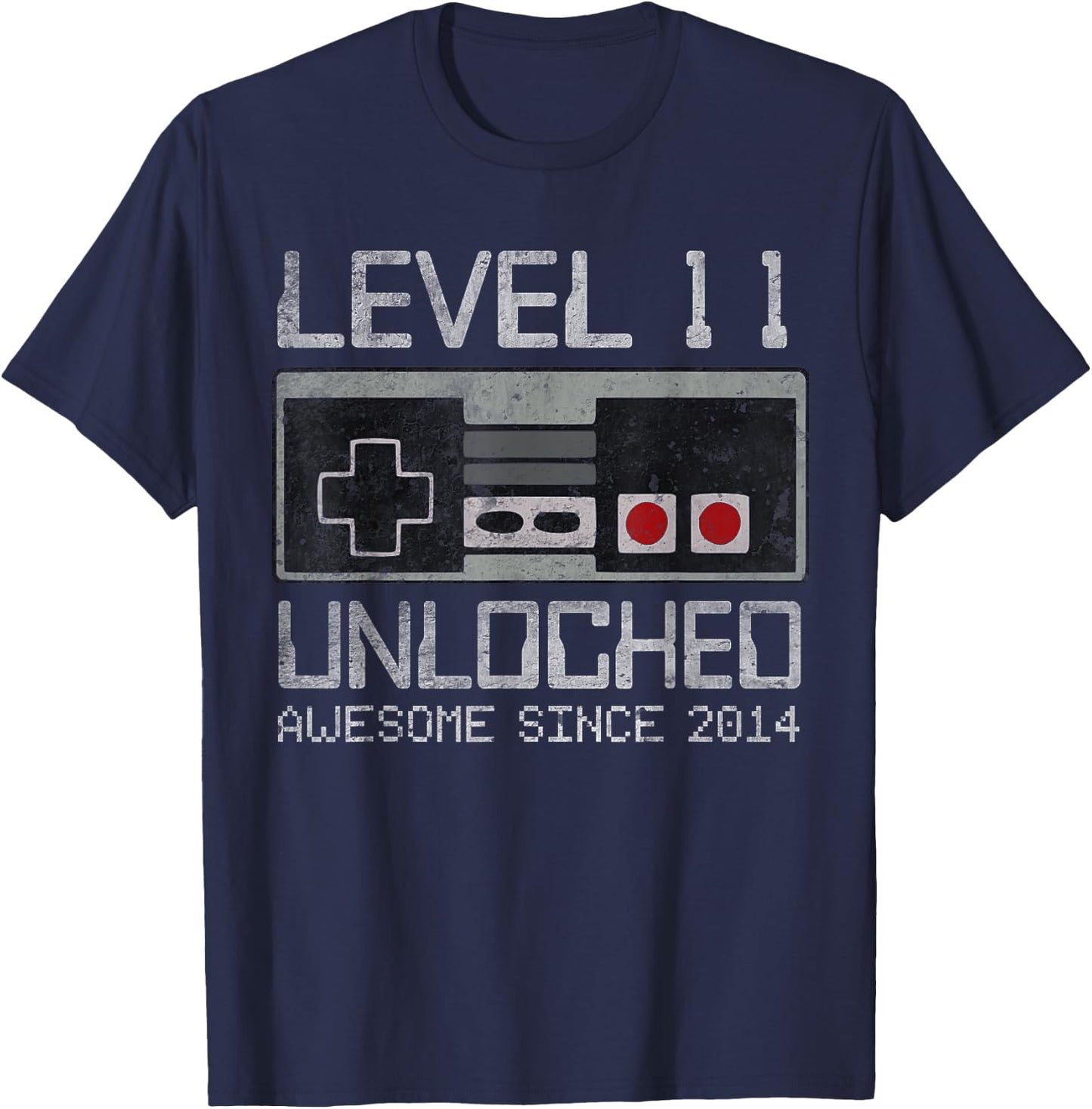 Level 11 Unlocked 11th Birthday 11 Year Old Video Gamer Boy T-Shirt - T-Shirt | Navy