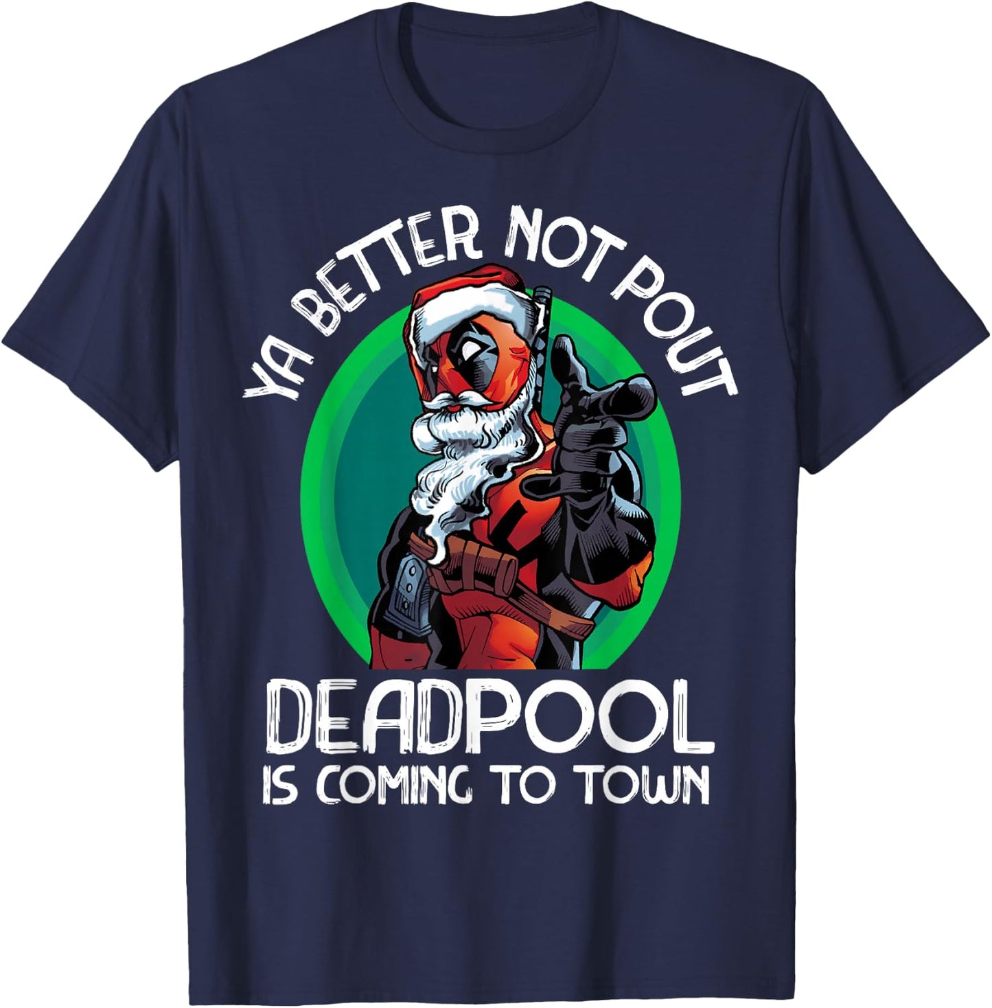 Marvel Deadpool Is Coming To Town Christmas T-Shirt - T-Shirt | Navy