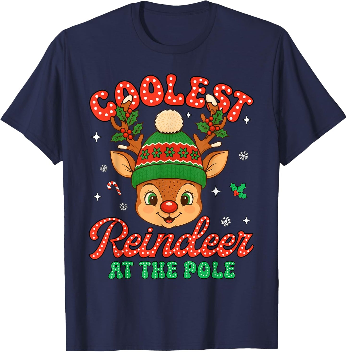Coolest Reindeer at The Pole North Pole Christmas Boys Kids T-Shirt - T-Shirt | Navy