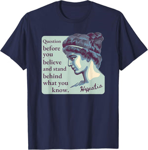 Hypatia of Alexandria Portrait and Quote T-Shirt - T-Shirt | Navy