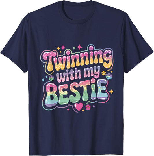 Friends Twinning With My Bestie Twins Friends Twin Matching T-Shirt - T-Shirt | Navy