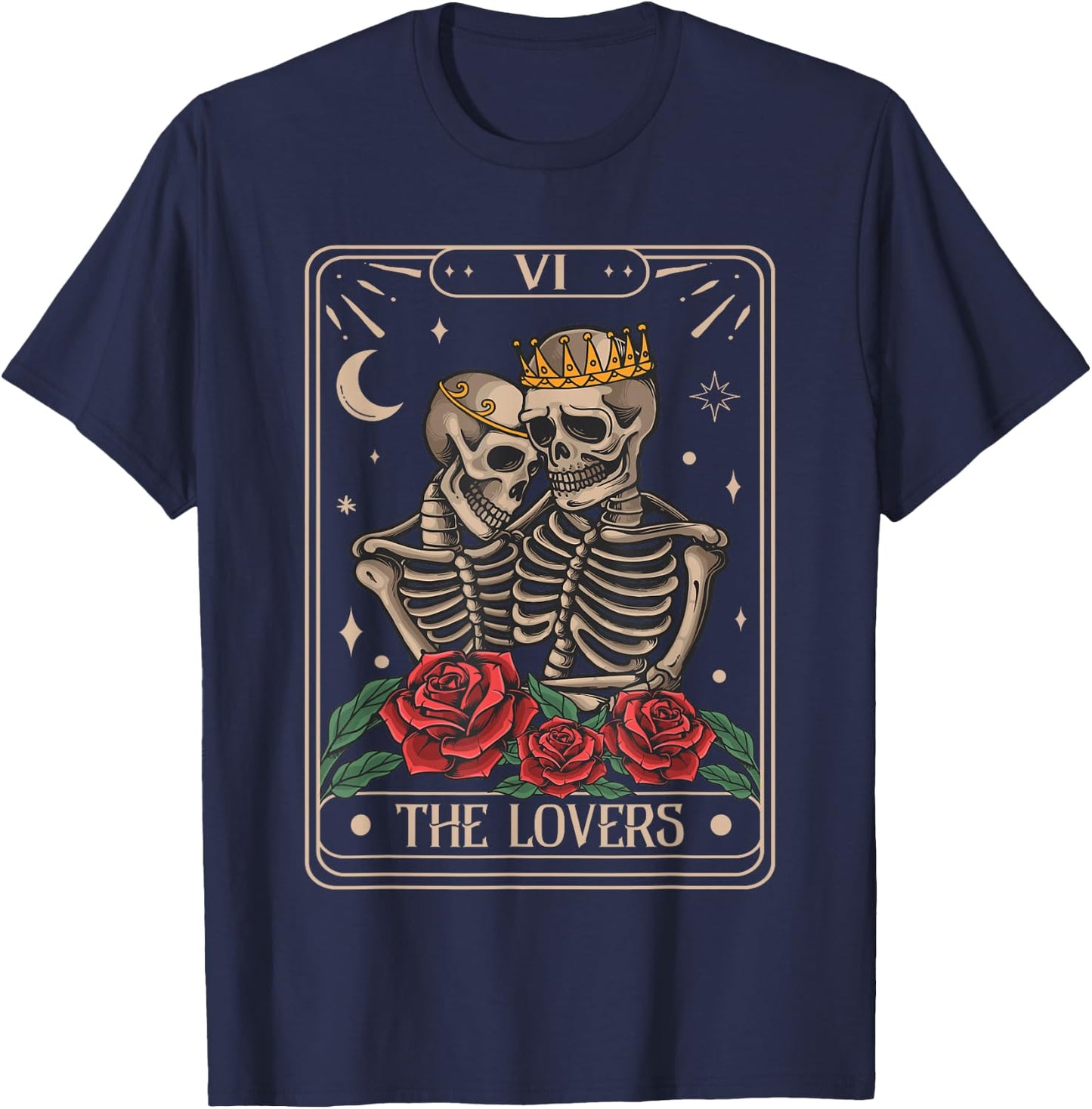 The Lovers Tarot Card Vintage The Lovers Tarot T-Shirt - T-Shirt | Navy