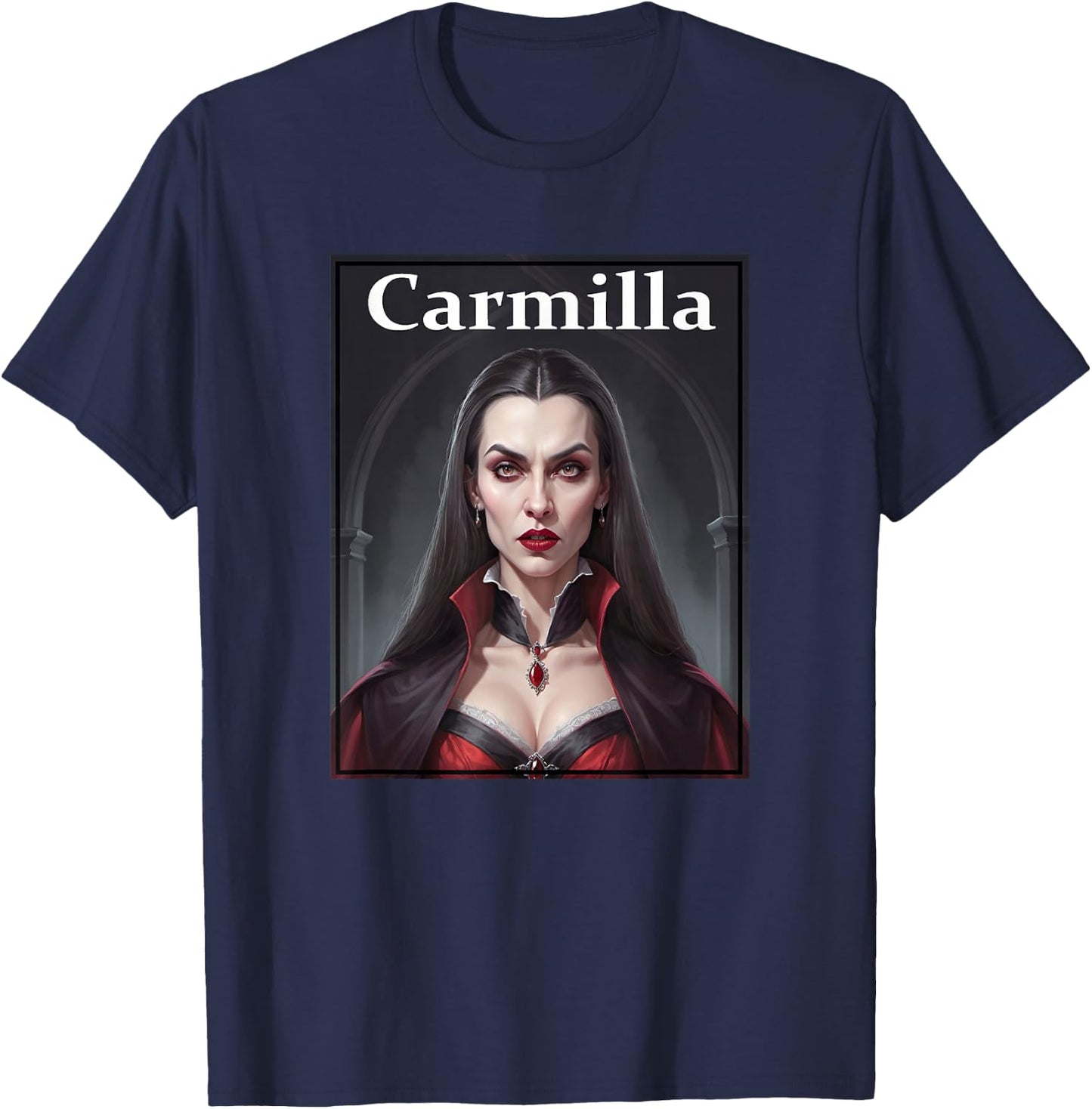Carmilla - Gothic Vampiress Novel T-Shirt - T-Shirt | Navy