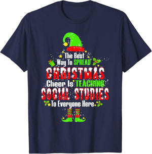 The Best Way To Spread Xmas Cheer Is Teaching Social Studies T-Shirt - T-Shirt | Navy