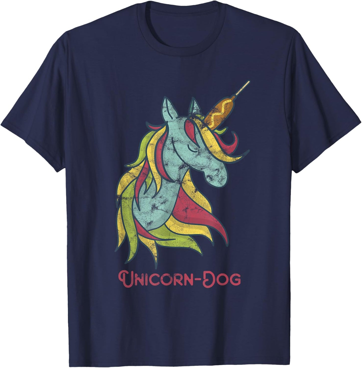 Funny Unicorn-Dog / Unicorn Dog / Unicorn Corn Dog T-Shirt - T-Shirt | Navy