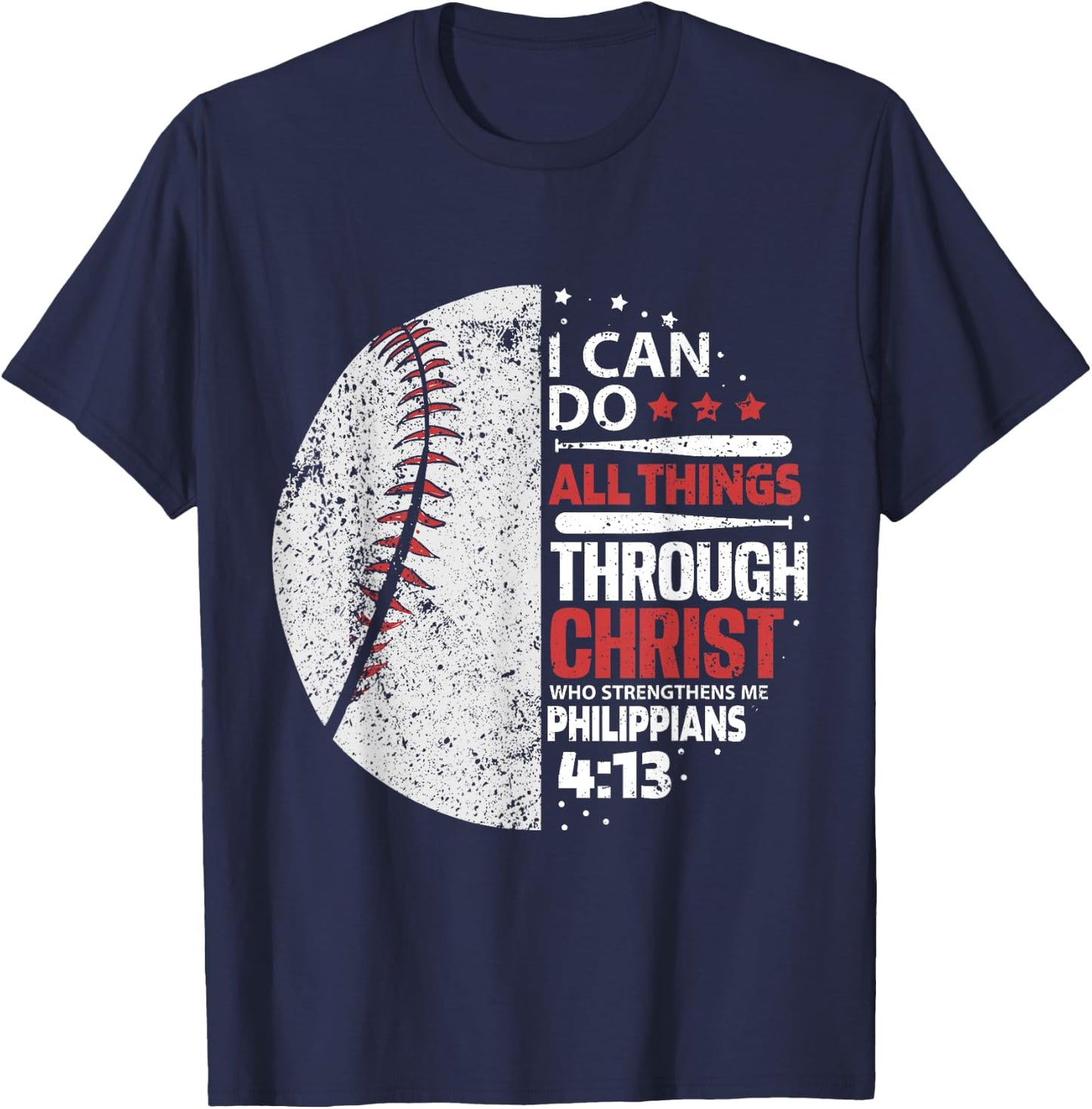 I can do all Things Through Christ - Religous Bible Baseball T-Shirt - T-Shirt | Navy