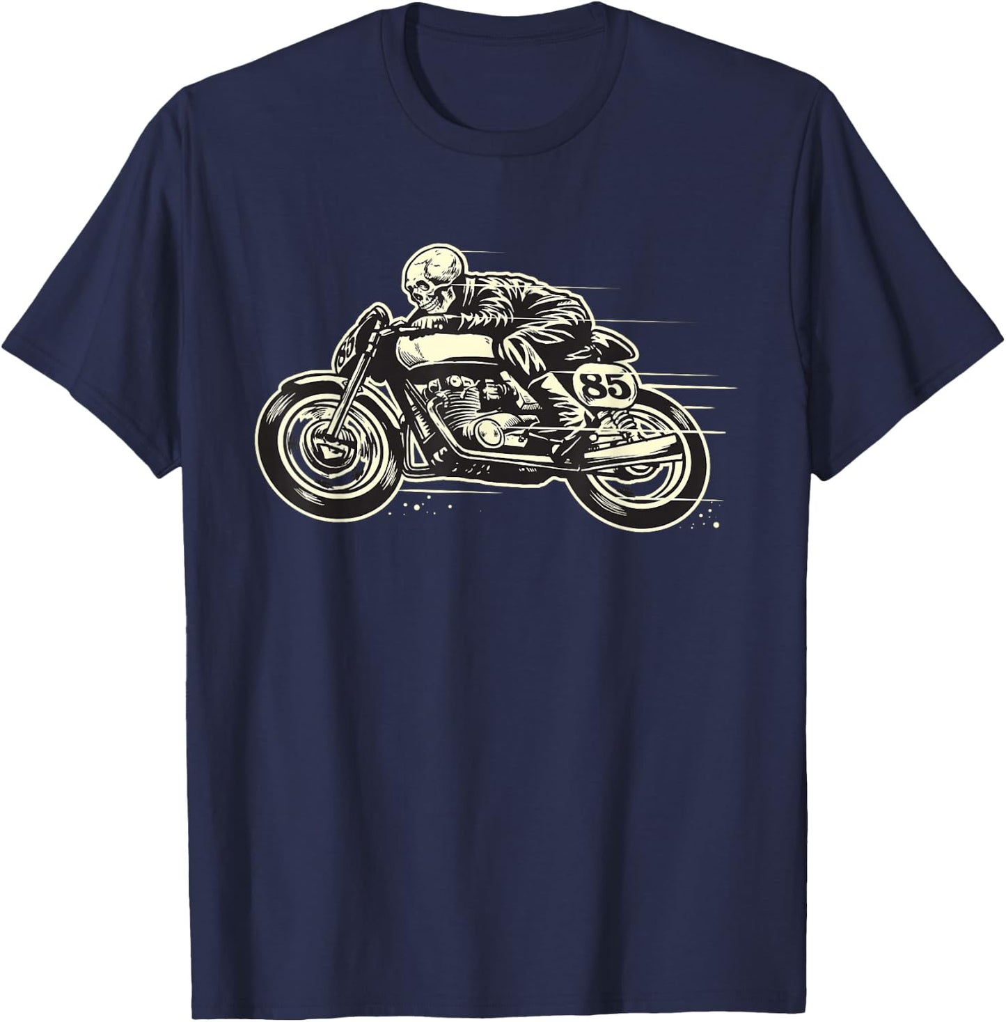 Cafe Racer - Ghost Race Rider - Vintage Motorcycle T-Shirt - T-Shirt | Navy