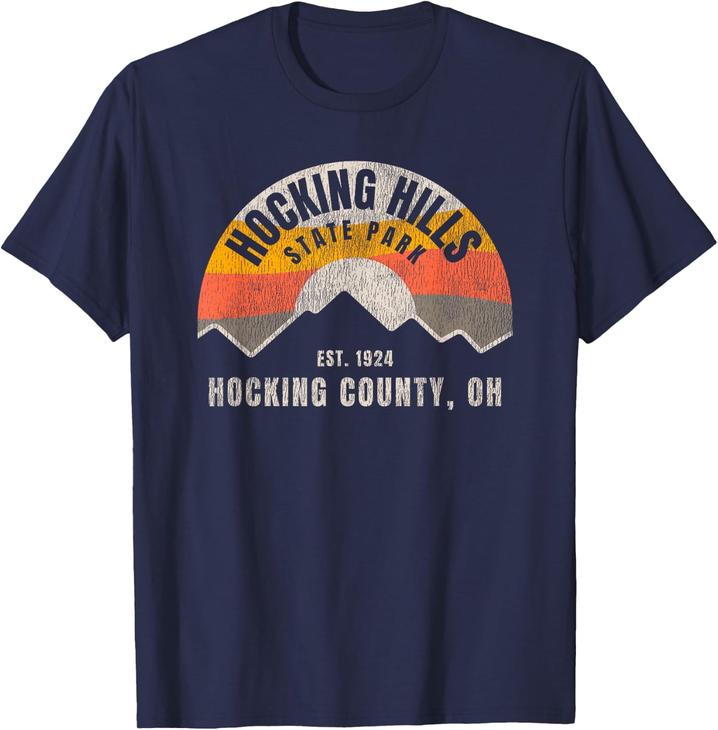 Retro Hocking Hills State Park Souvenir T-Shirt - T-Shirt | Navy