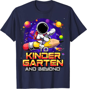 To Kindergarten And Beyond Astronaut Back To School Boys T-Shirt - T-Shirt | Navy
