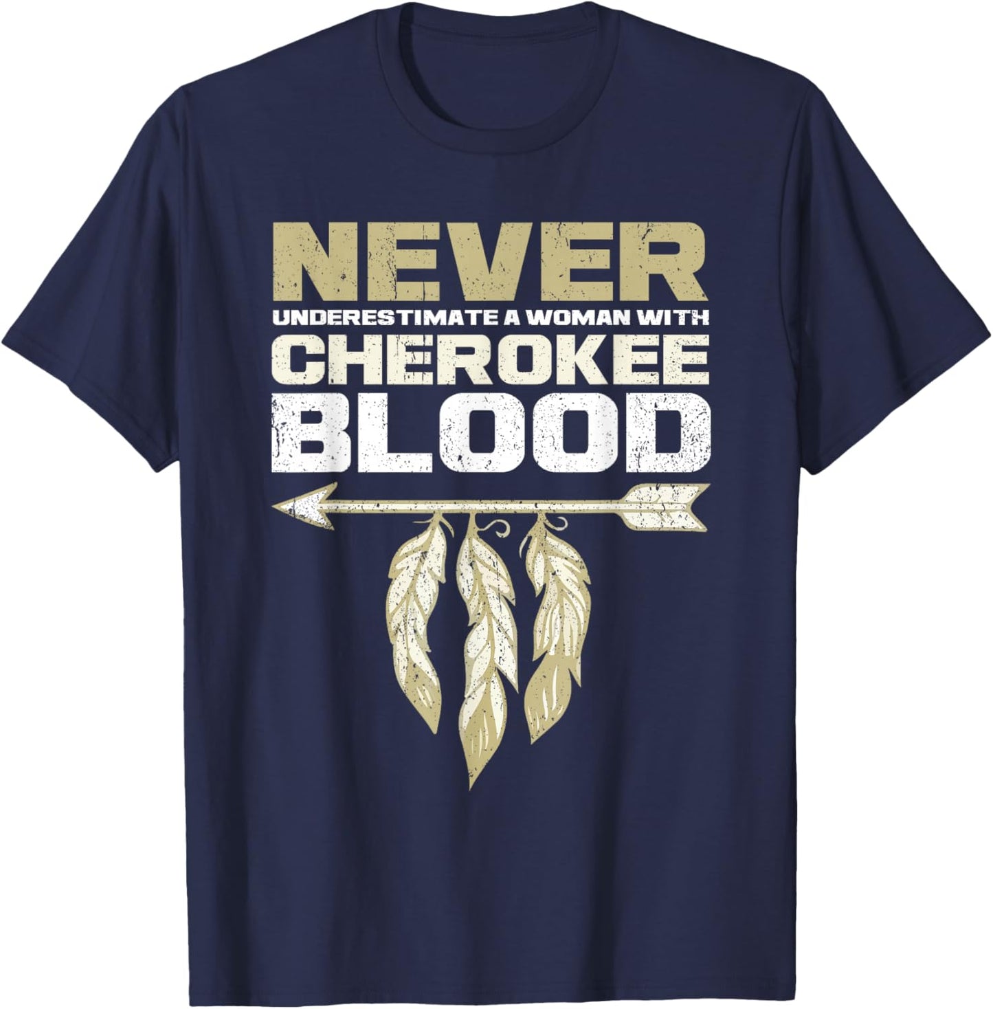 Cool Cherokee Blood Women Funny Native American Gift Small T-Shirt - T-Shirt | Navy