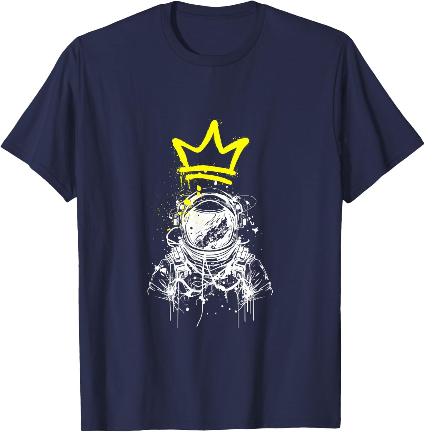 Graffiti Astronaut Crown Street Art Style Trendy Sci-Fi T-Shirt - T-Shirt | Navy