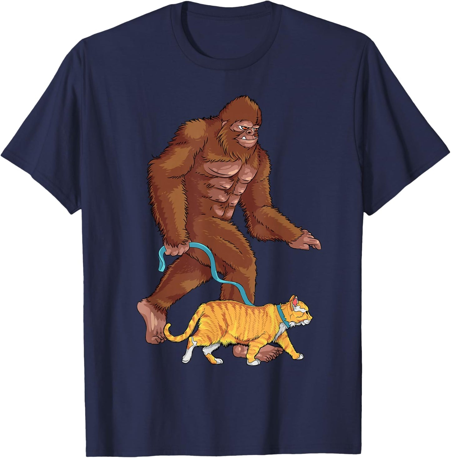 Bigfoot Walk Orange Cat Mom Sasquatch Kitten & Animal Lovers T-Shirt - T-Shirt | Navy