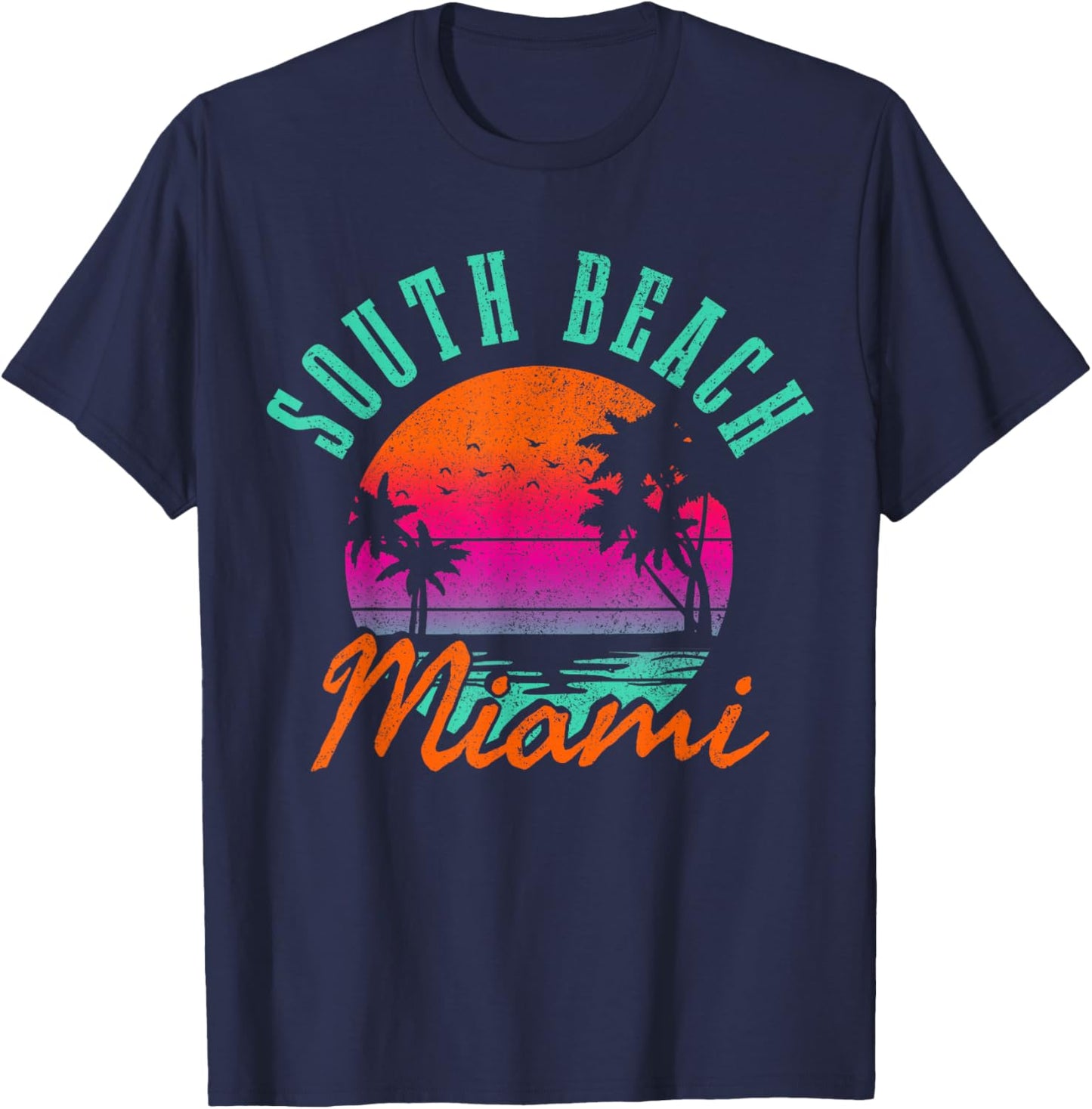 South Beach Miami Retro Florida USA Souvenir Gift T-Shirt - T-Shirt | Navy