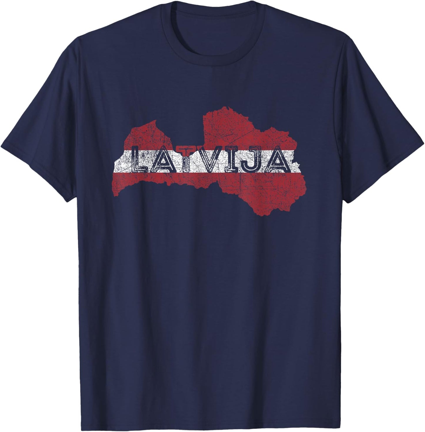 Latvian Map and Flag Souvenir - Desperate Latvija T-Shirt - T-Shirt | Navy