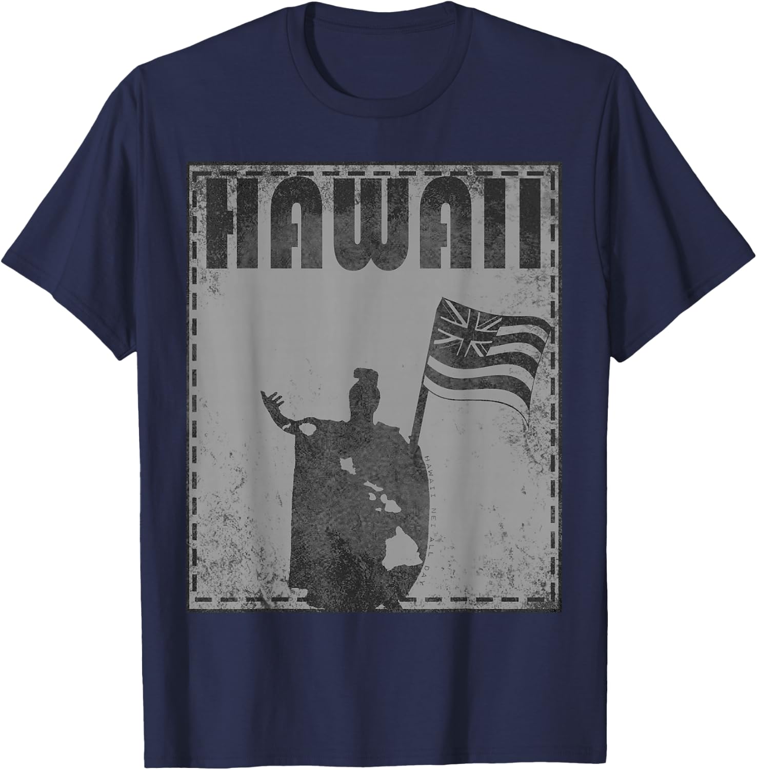 Hawaii King Kamehameha RS(black) by Hawaii Nei All Day T-Shirt - T-Shirt | Navy
