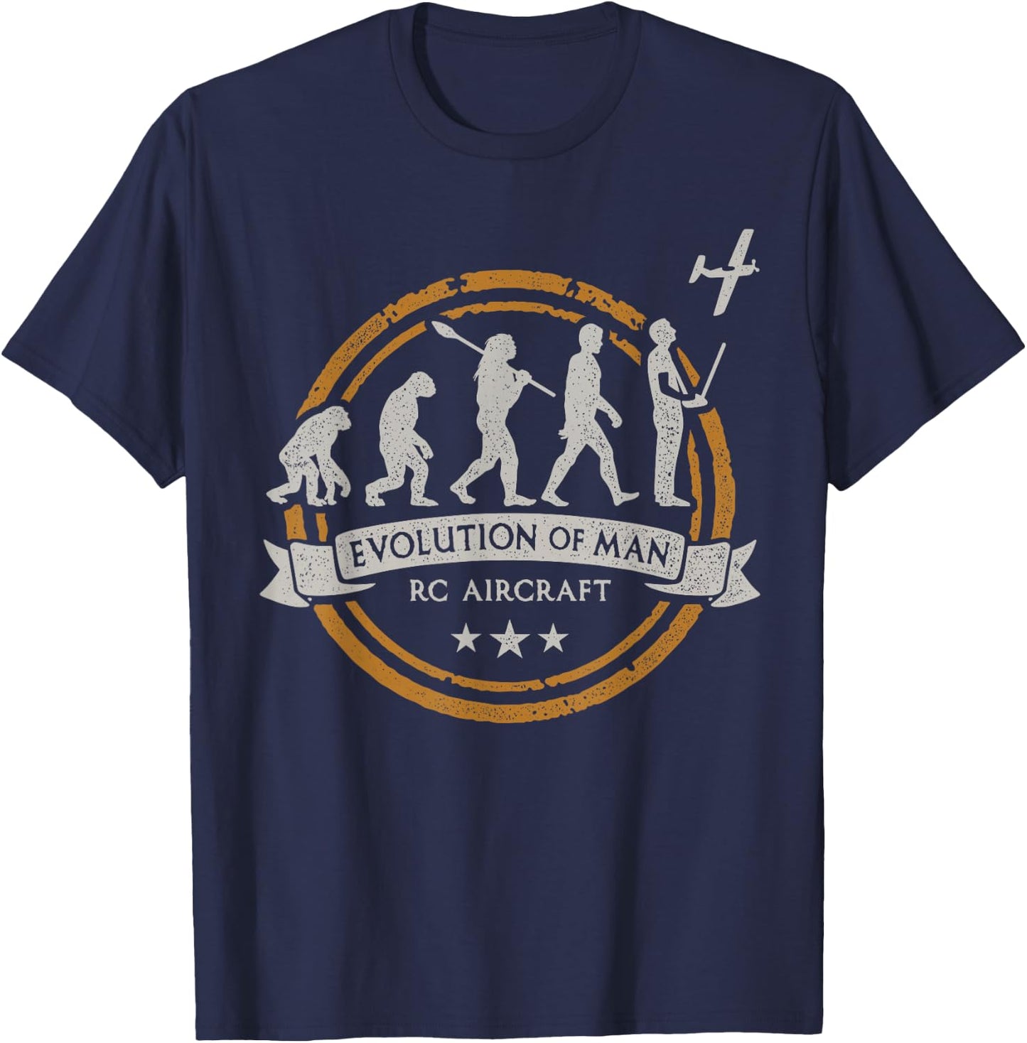 RC Aircraft Evolution of Man Airplane Funny Gift T-Shirt - T-Shirt | Navy