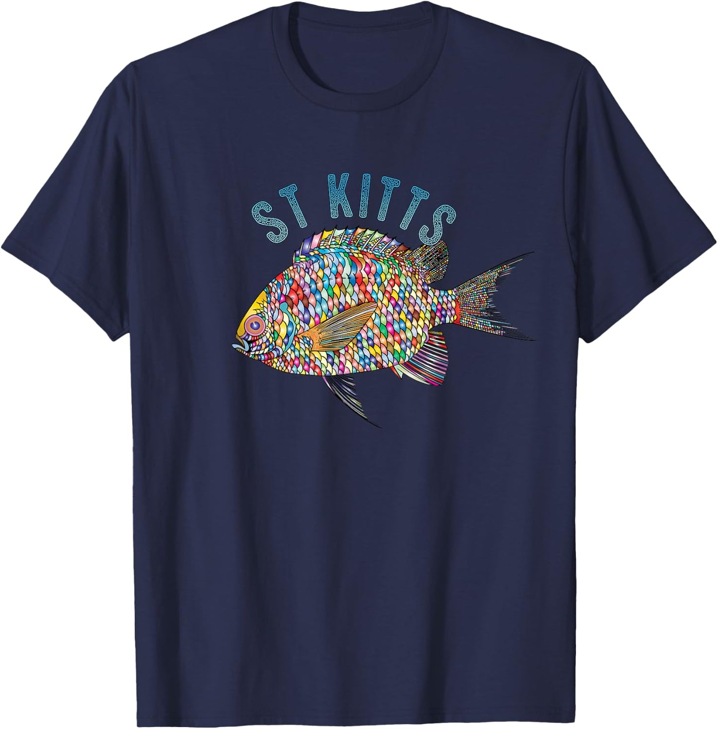 St. Kitts Beach Design / Souvenir Illustration T-Shirt - T-Shirt | Navy
