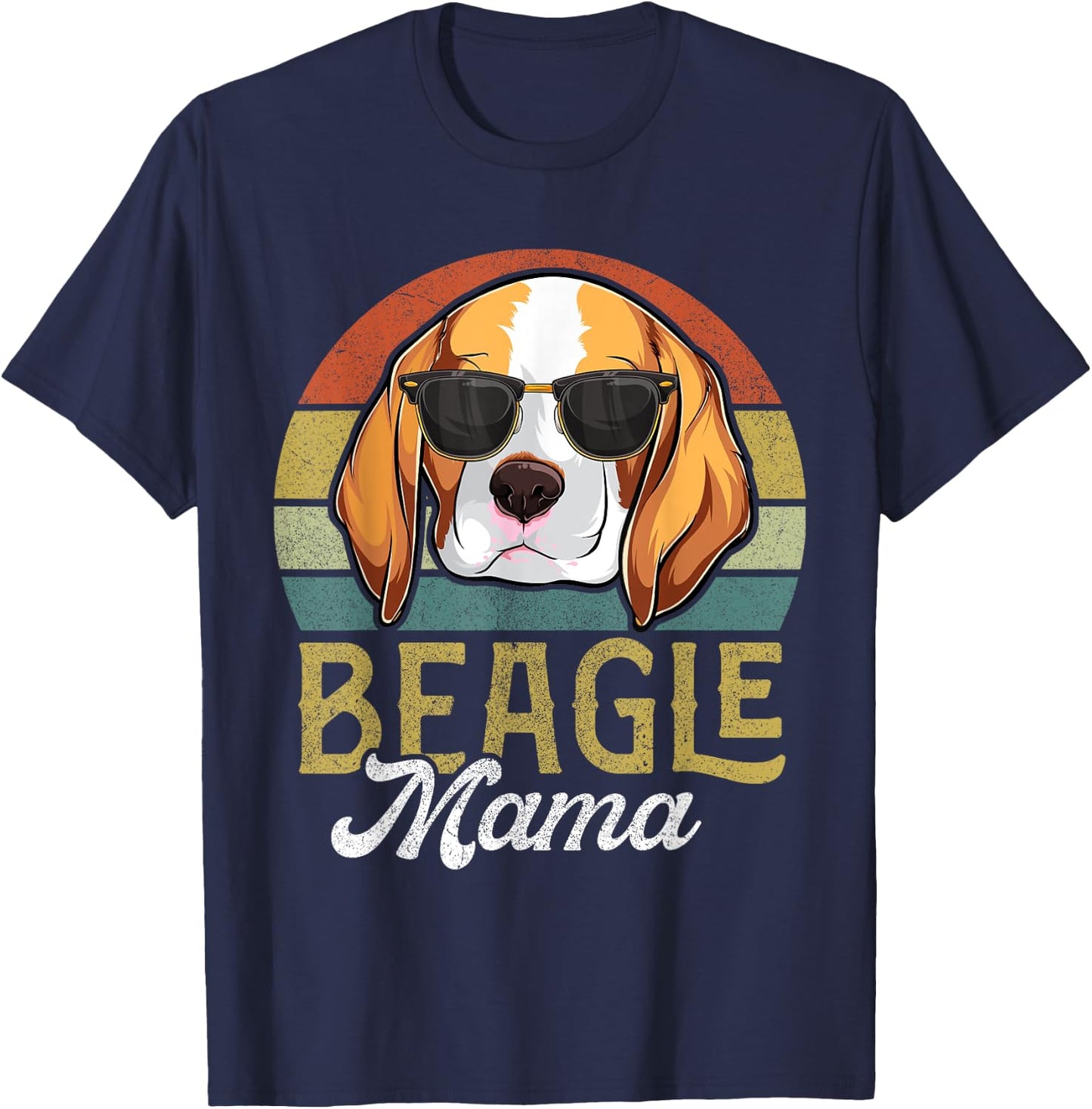 Retro Beagle Mama Shirt Women, Mothers Day Dog Mom T-Shirt - T-Shirt | Navy