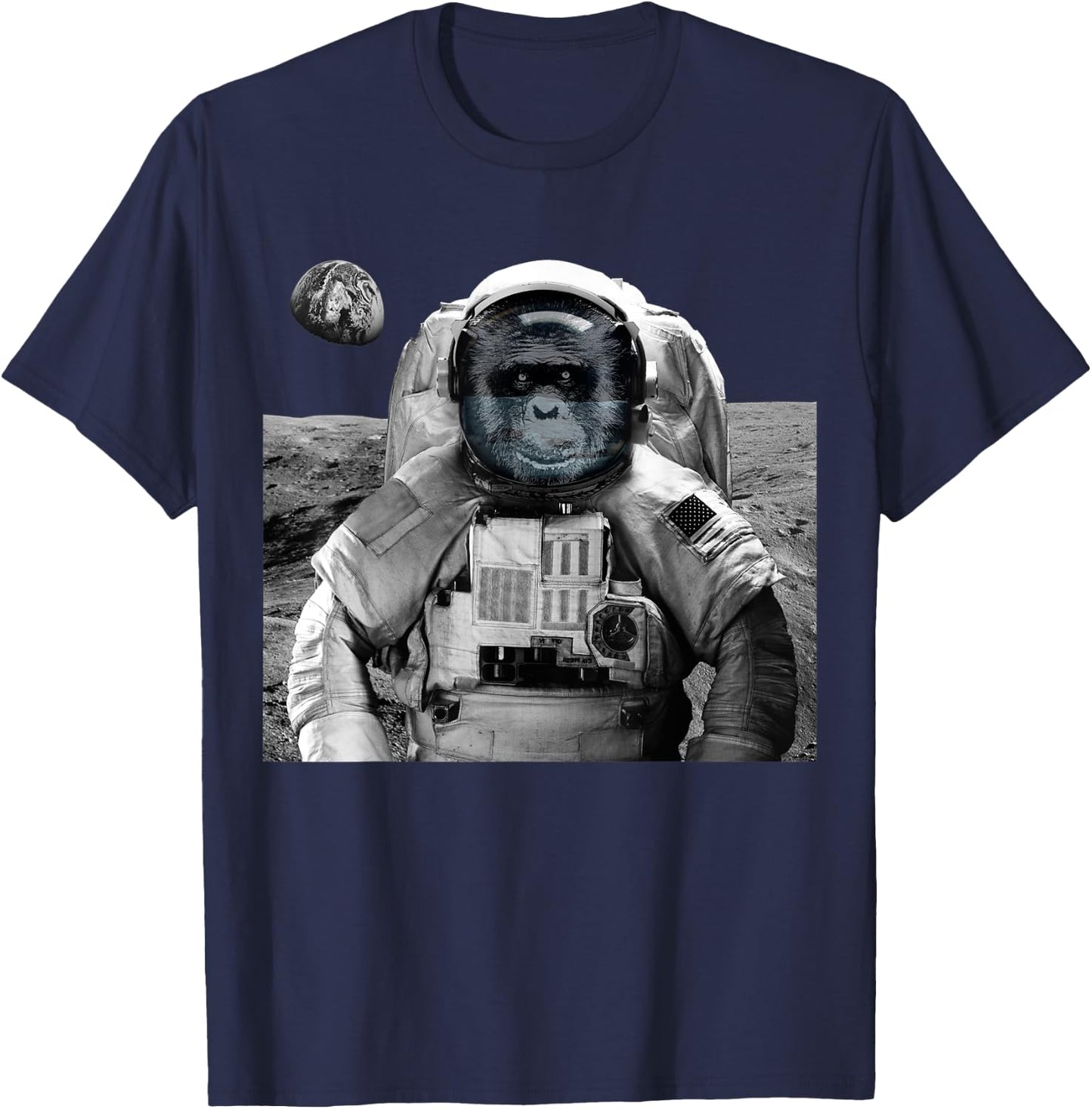 Monkey Astronaut Ape Space Travel Chimpanzee Astronaut T-Shirt - T-Shirt | Navy