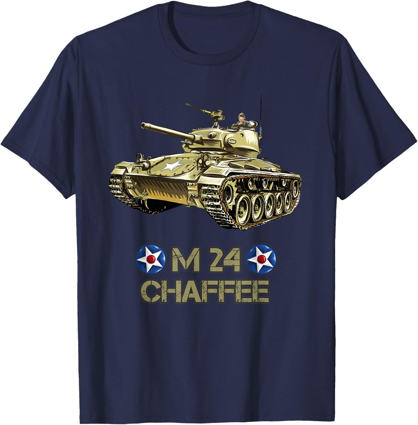 World War 2 American Tank M24 Chaffee Light Tank T-Shirt - T-Shirt | Navy