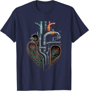 Plumber's Heart PVC Pipes Funny Plumbing Outfit Men T-Shirt - T-Shirt | Navy