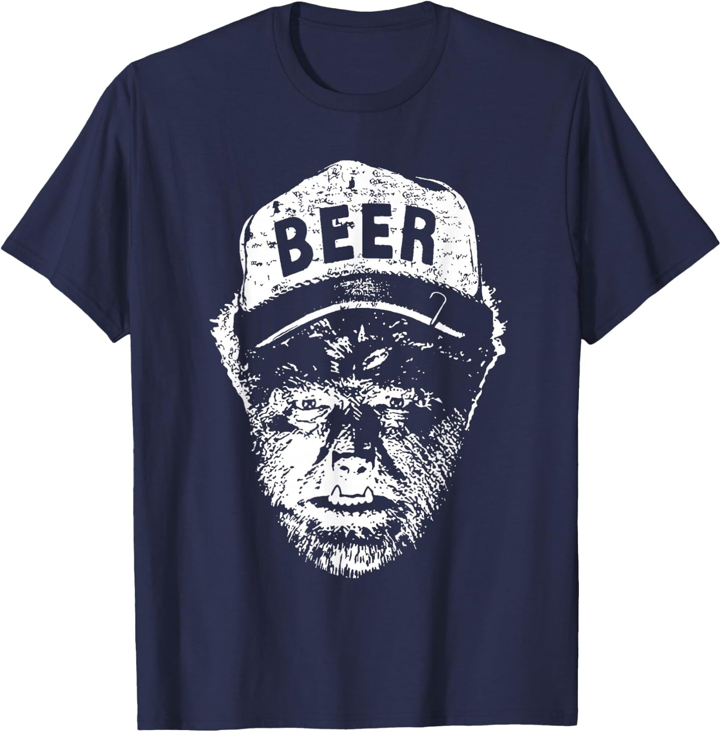 Vintage Wolfman Retro Horror Monster Werewolf Drinking Beer T-Shirt - T-Shirt | Navy