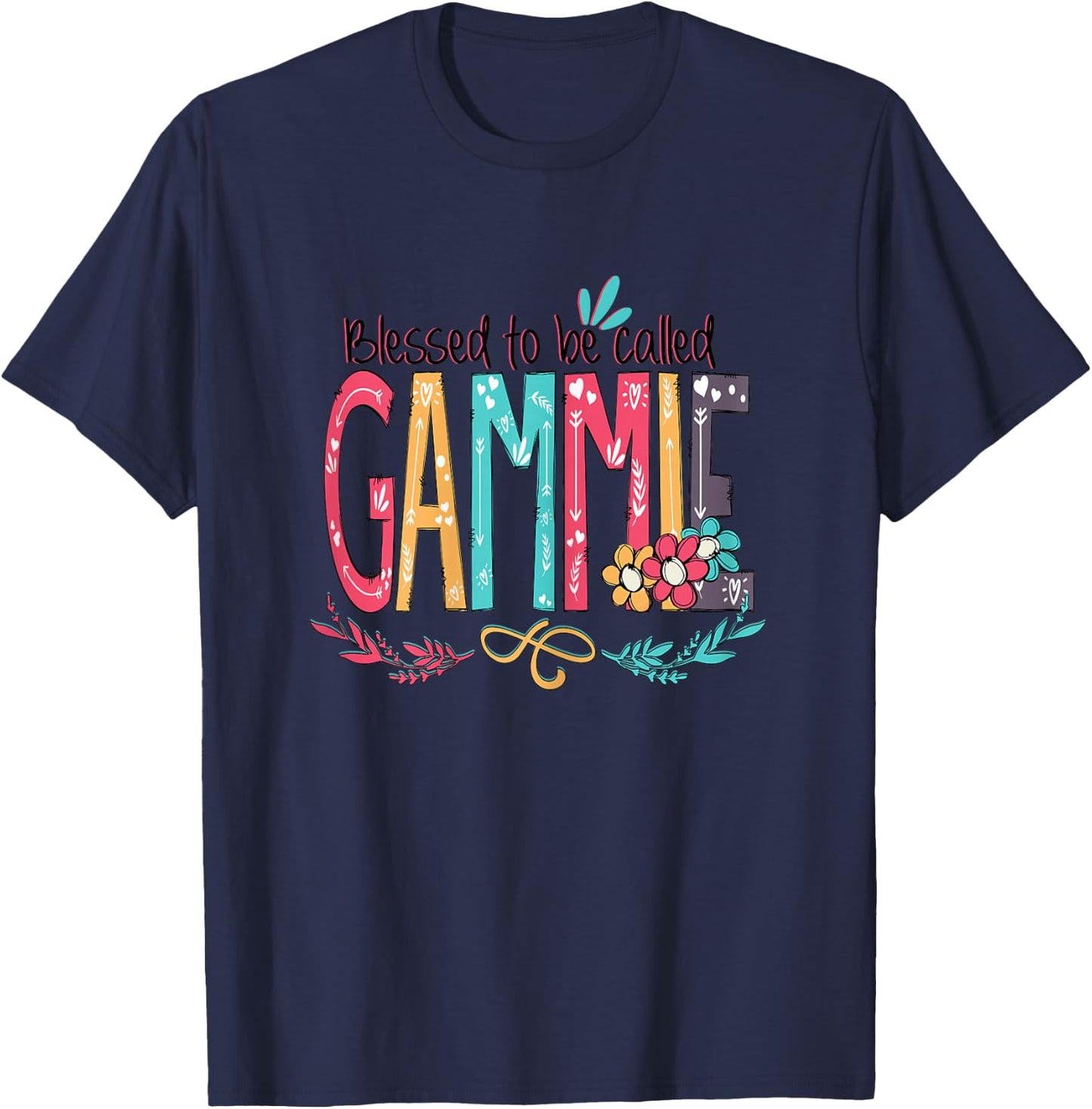 Blessed to be called Gammie Colorful Grandma Christmas Women T-Shirt - T-Shirt | Navy