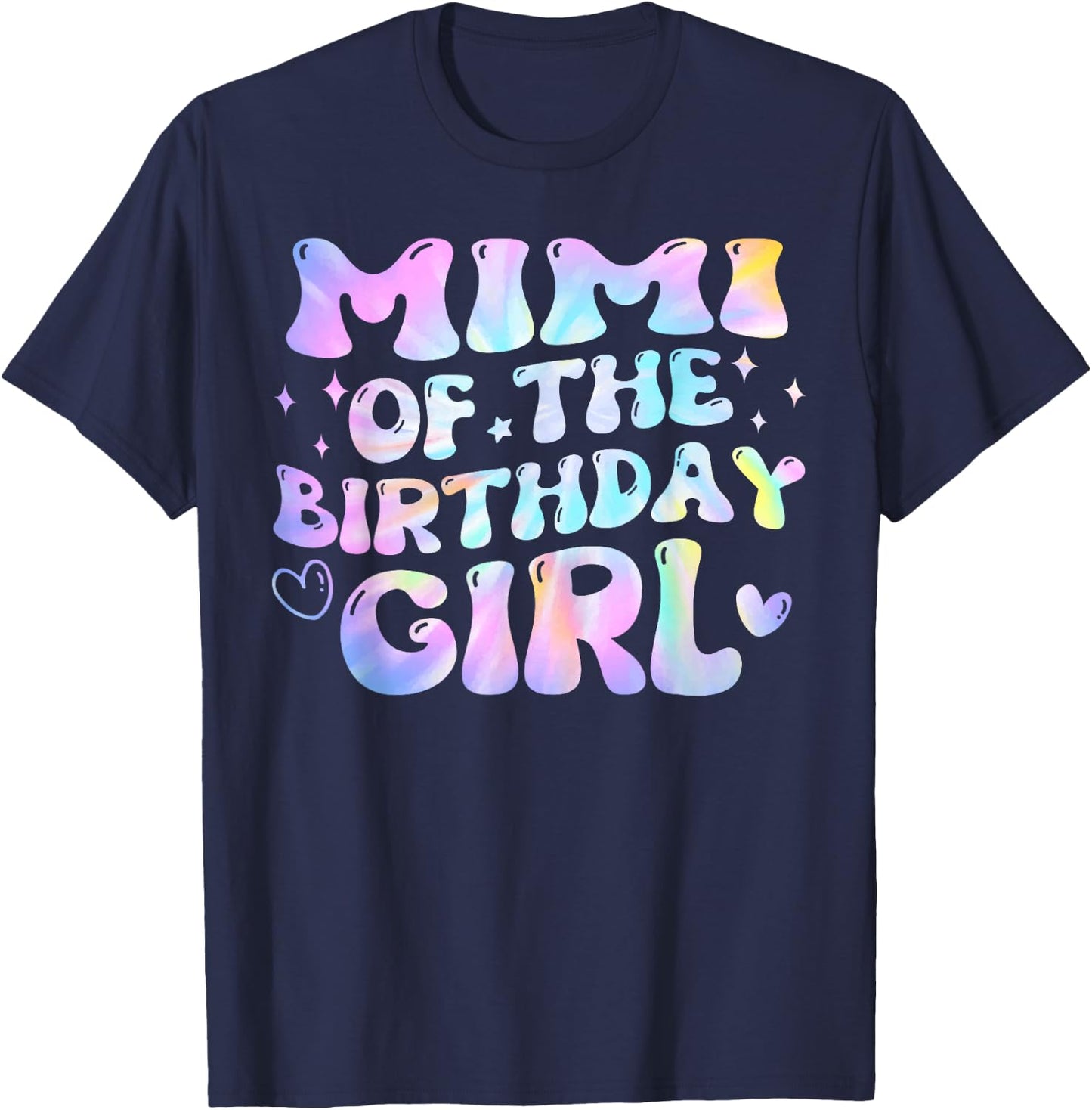 Mimi of the Birthday Girl Tie Dye Groovy Bday Girl T-Shirt - T-Shirt | Navy