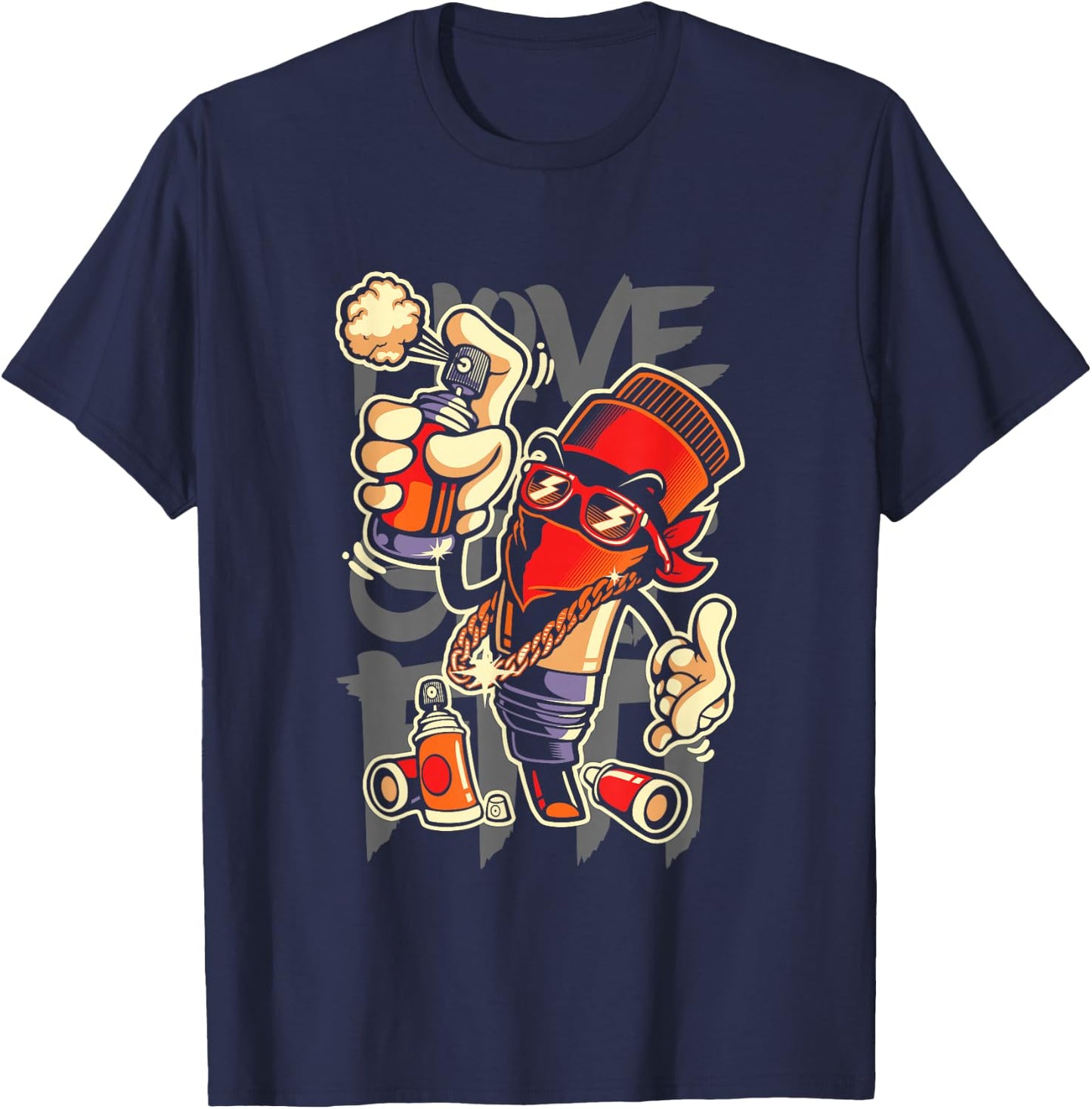 I Love Graffiti Art Spray Paint Graffiti Artist Urban T-Shirt - T-Shirt | Navy