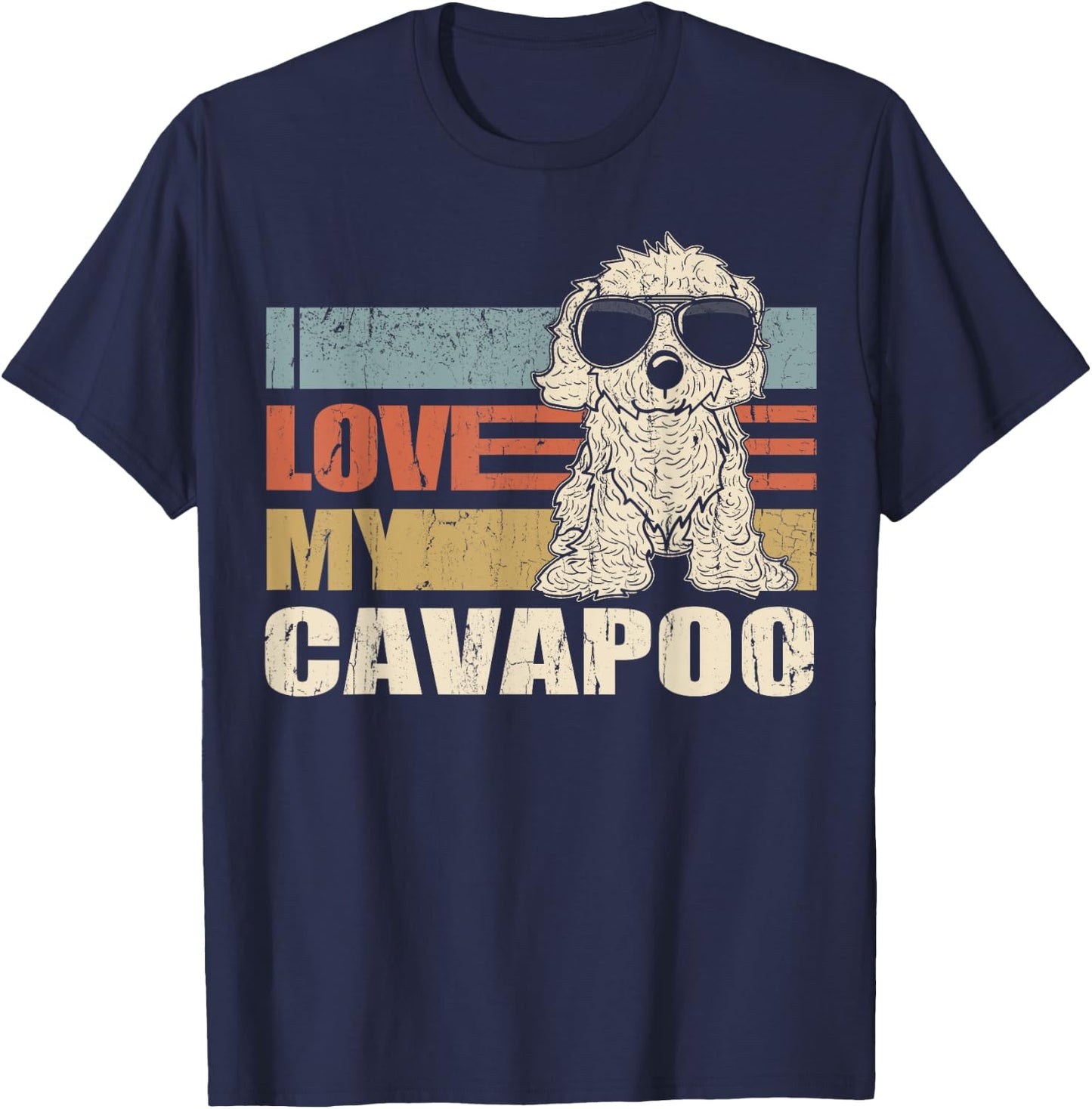 I Love My Cavapoo Cool Dog Vintage Retro Women Girls Kids T-Shirt - T-Shirt | Navy