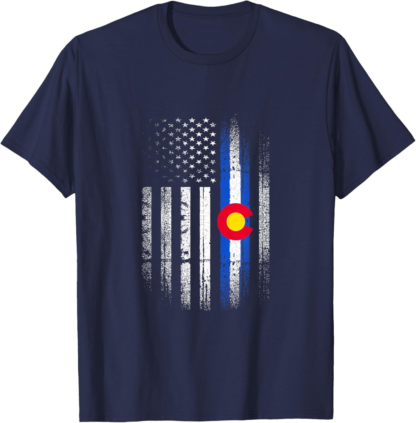 Colorado USA American Flag State Home Pride Patriotic T-Shirt - T-Shirt | Navy