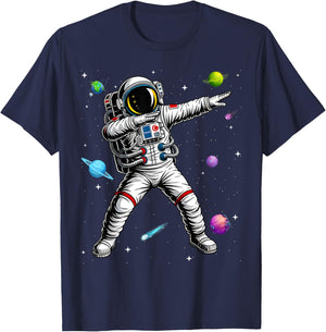 Astronaut Dabbing Planets Science Space T-Shirt - T-Shirt | Navy
