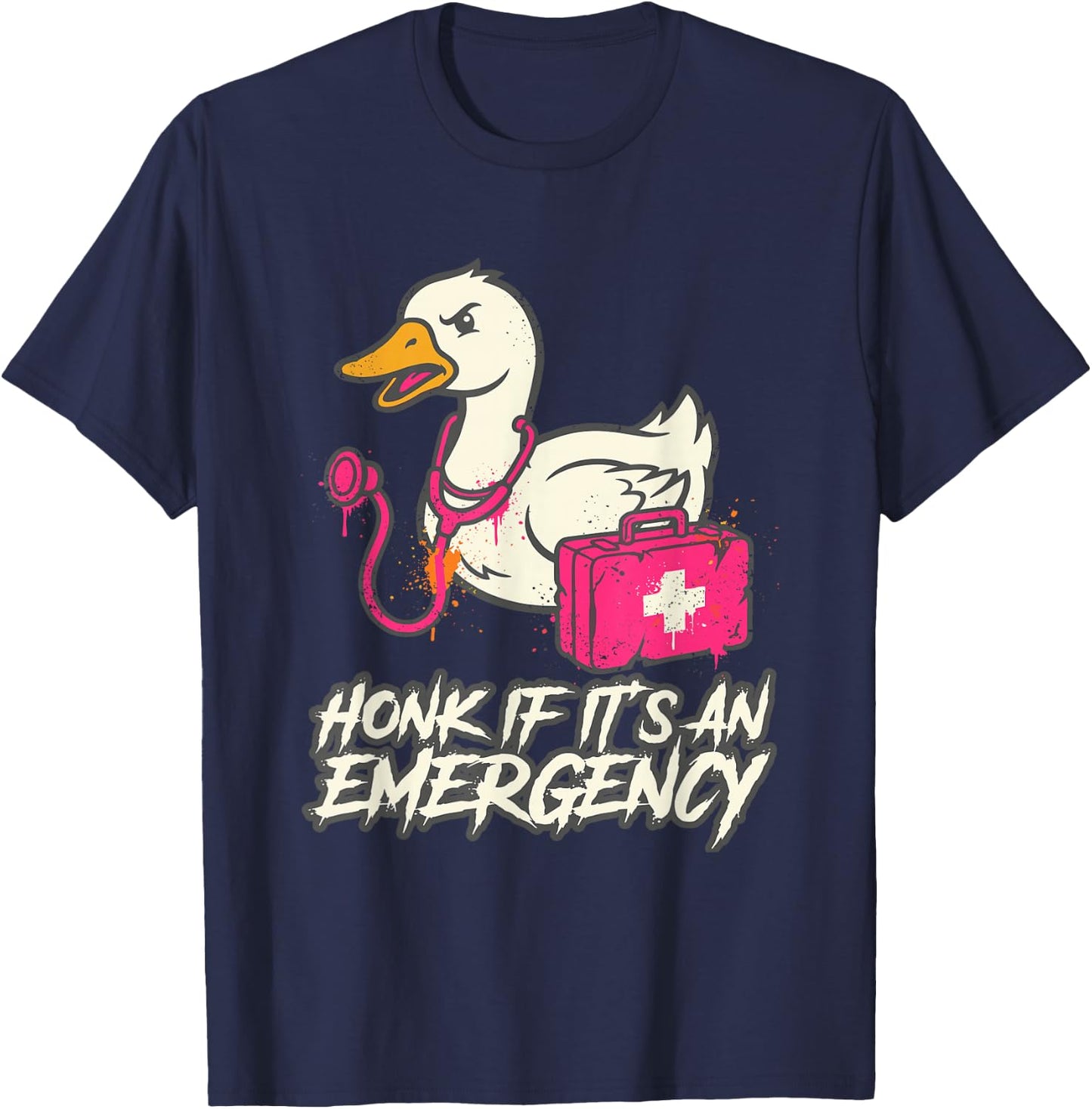 Funny Honk If Its an Emergency Duck Nurse T-Shirt - T-Shirt | Navy