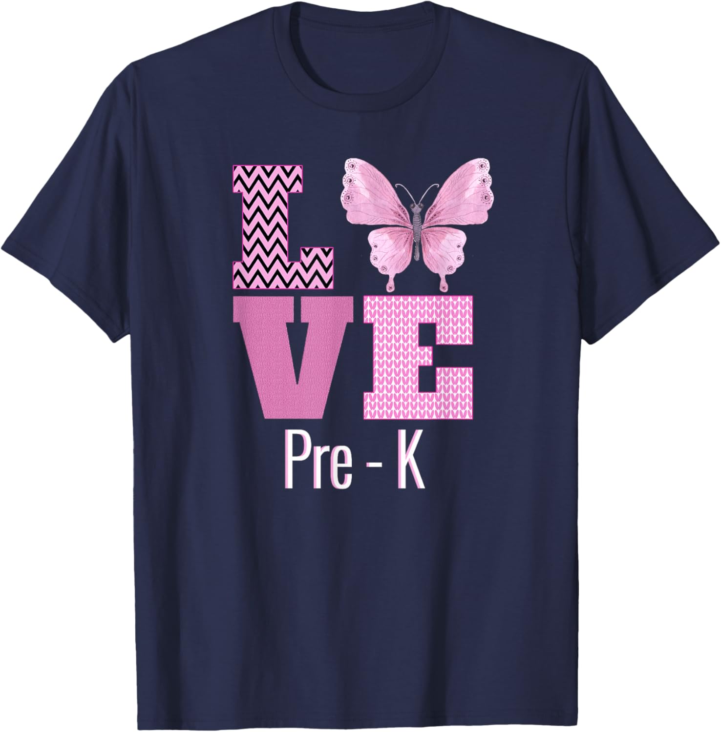 Love Pre-K Purple Butterfly Pre-K Teacher Back To School Women Kids T-Shirt - T-Shirt | Navy